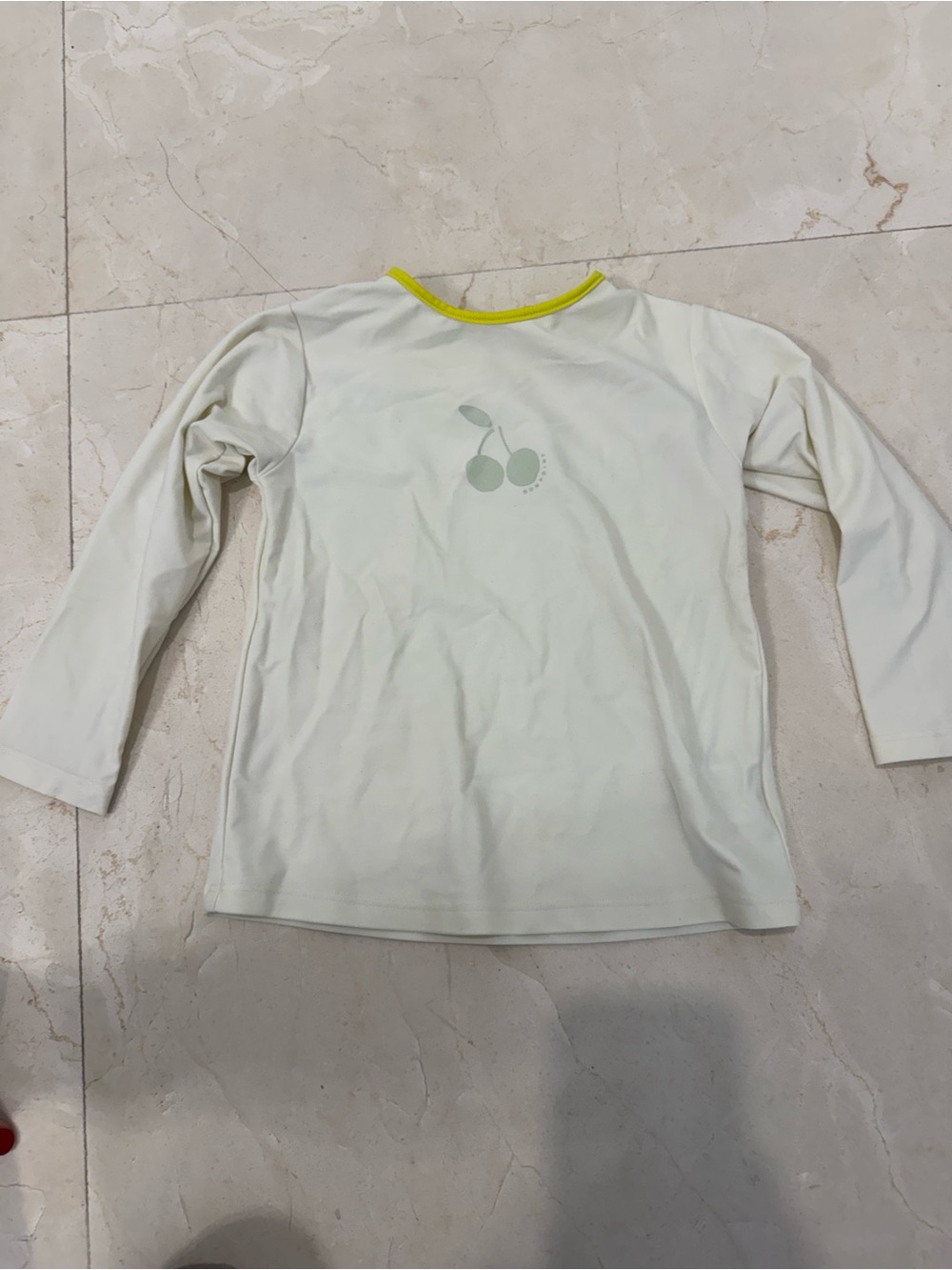 Bonpoint Light Cream Rash Guard Top with Yellow Trim